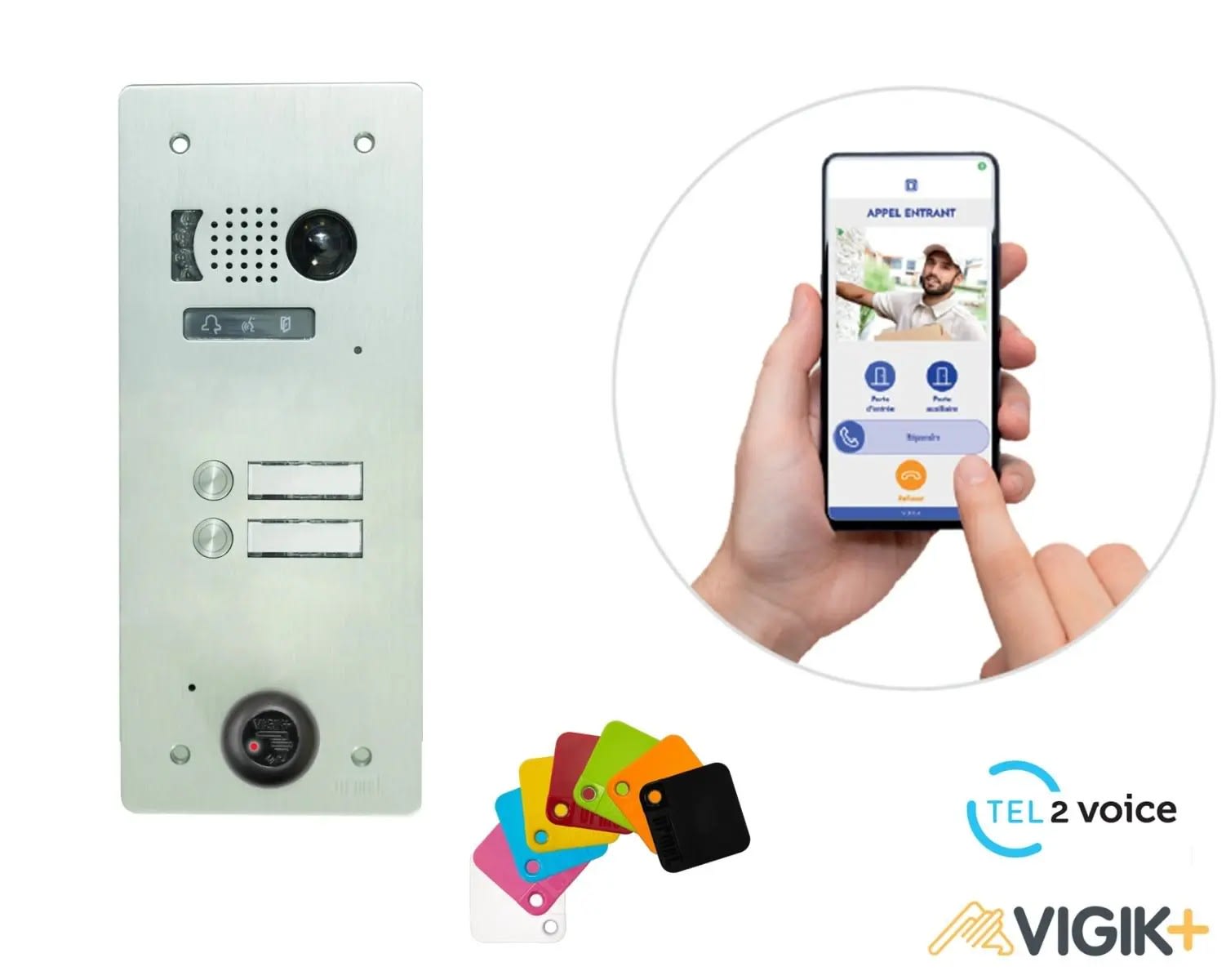 Urmet - KIT TEL2VOICE 1R 2BP PROGRAMME 10 ANS avec centrale contrôle d'accès KCVPLUS1P