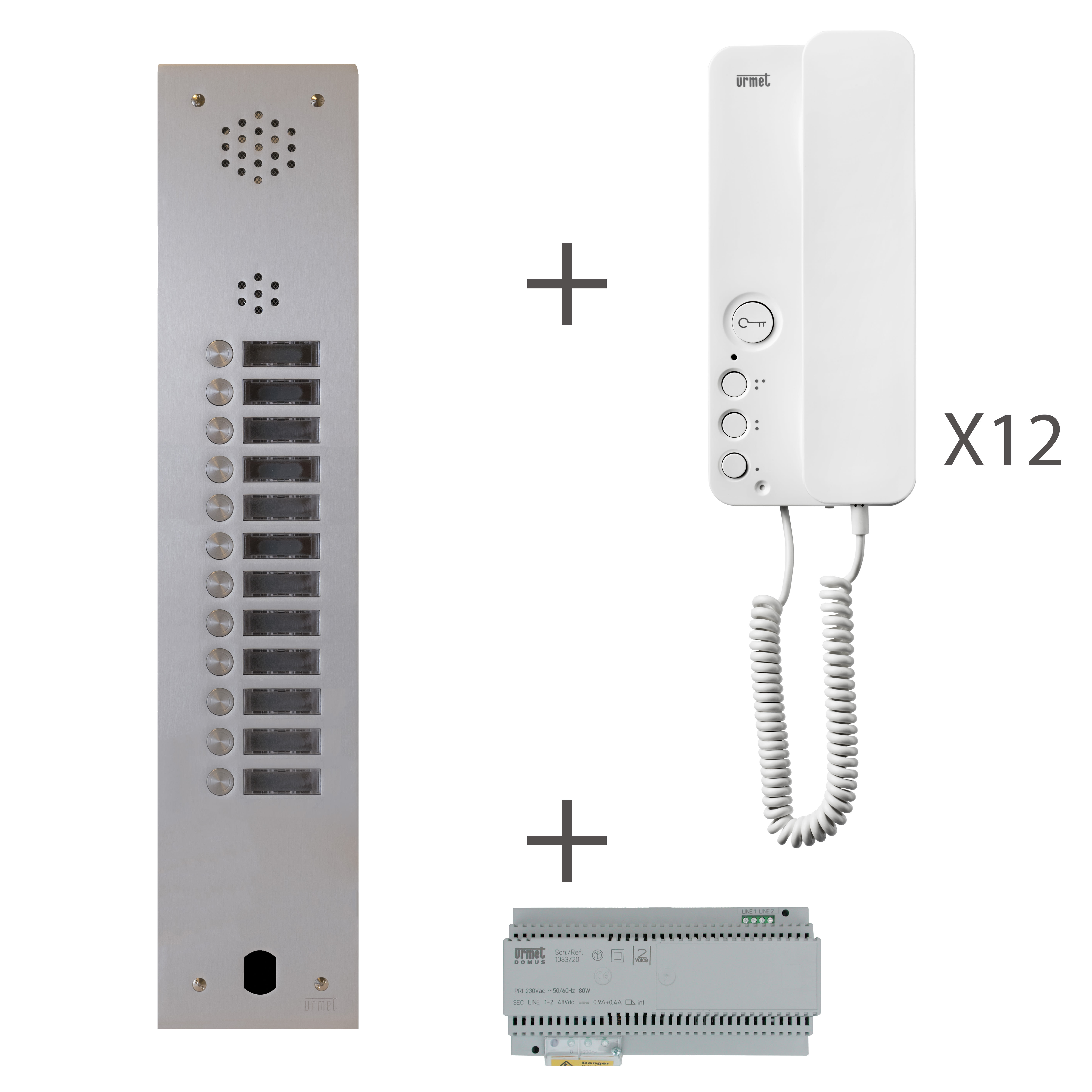 Urmet - Kit Audio Préprogrammé, 2Voice, Platine Et Postes, 1 Rangée, 12 Boutons