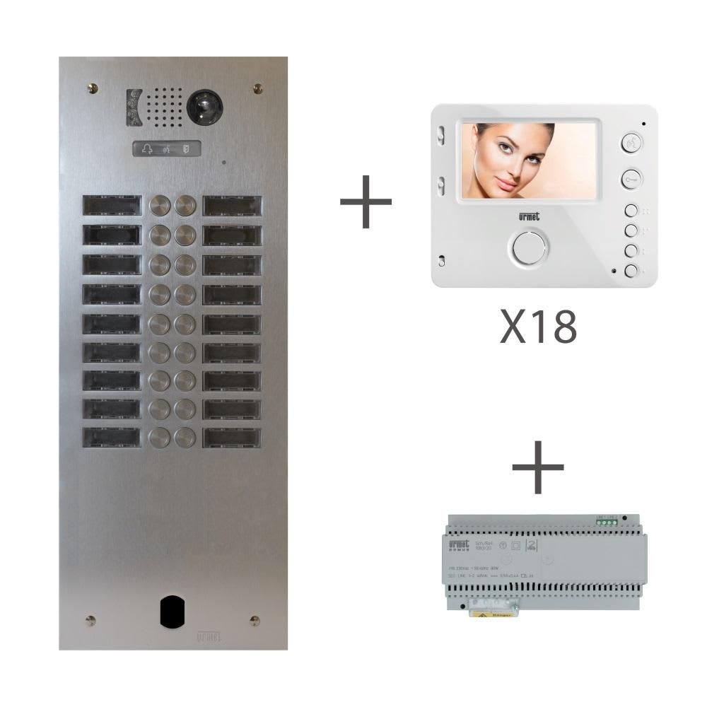 Urmet - Kit Vidéo Préprogrammé, 2Voice, Platine Et Moniteurs, 2 Rangée, 18 Boutons