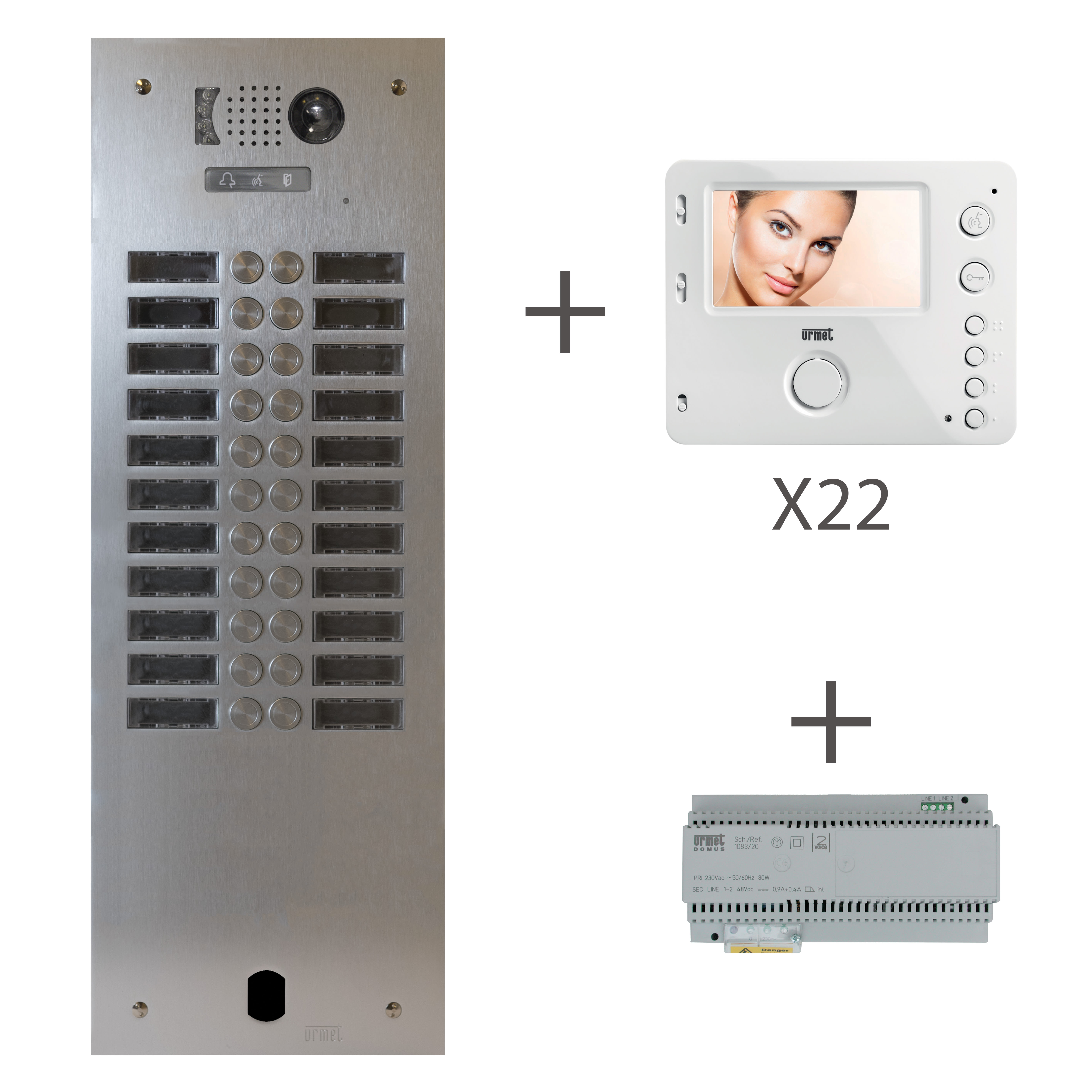 Urmet - Kit Vidéo Préprogrammé, 2Voice, Platine Et Moniteurs, 2 Rangée, 22 Boutons