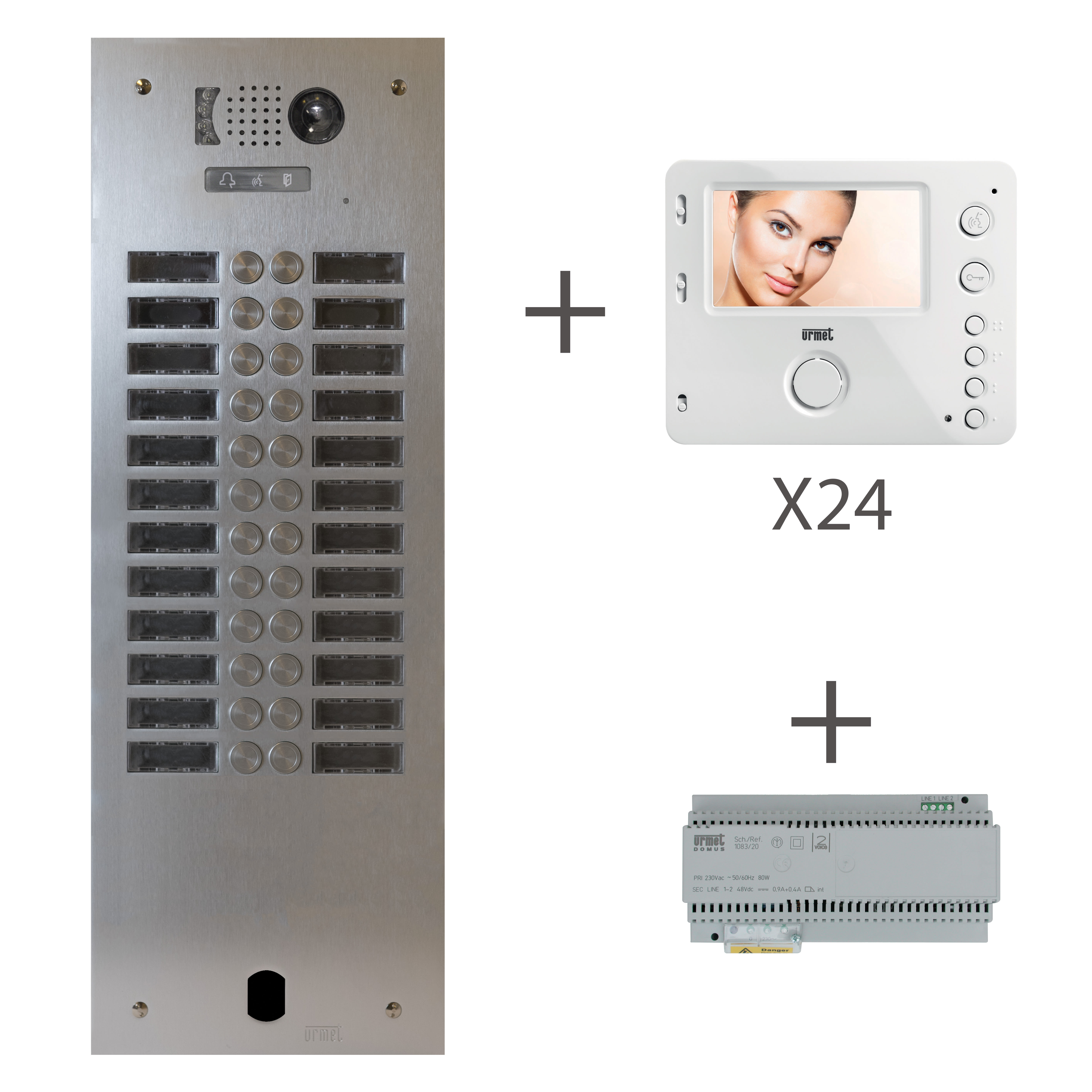 Urmet - Kit Vidéo Préprogrammé, 2Voice, Platine Et Moniteurs, 2 Rangée, 24 Boutons