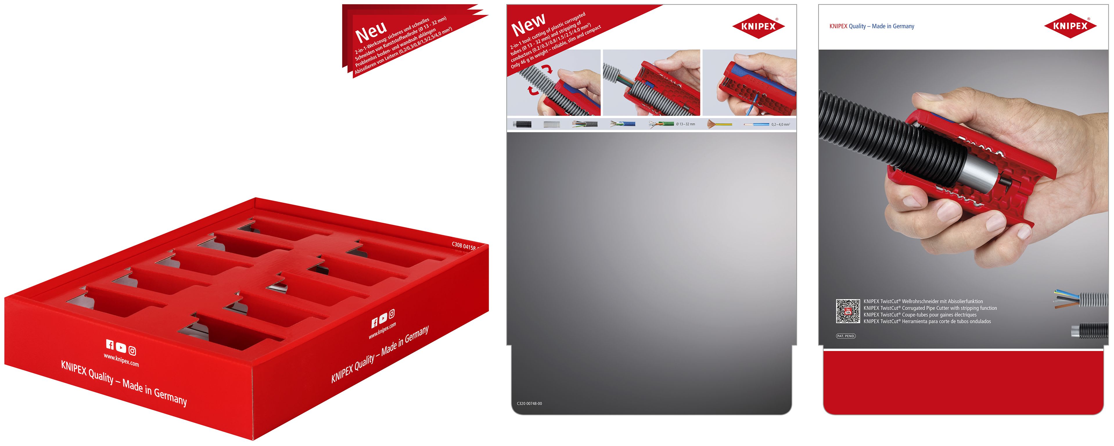 KNIPEX - Présentoir de comptoir pour 10 outils coupe-gaines + dénudage - 90 22 02 SB