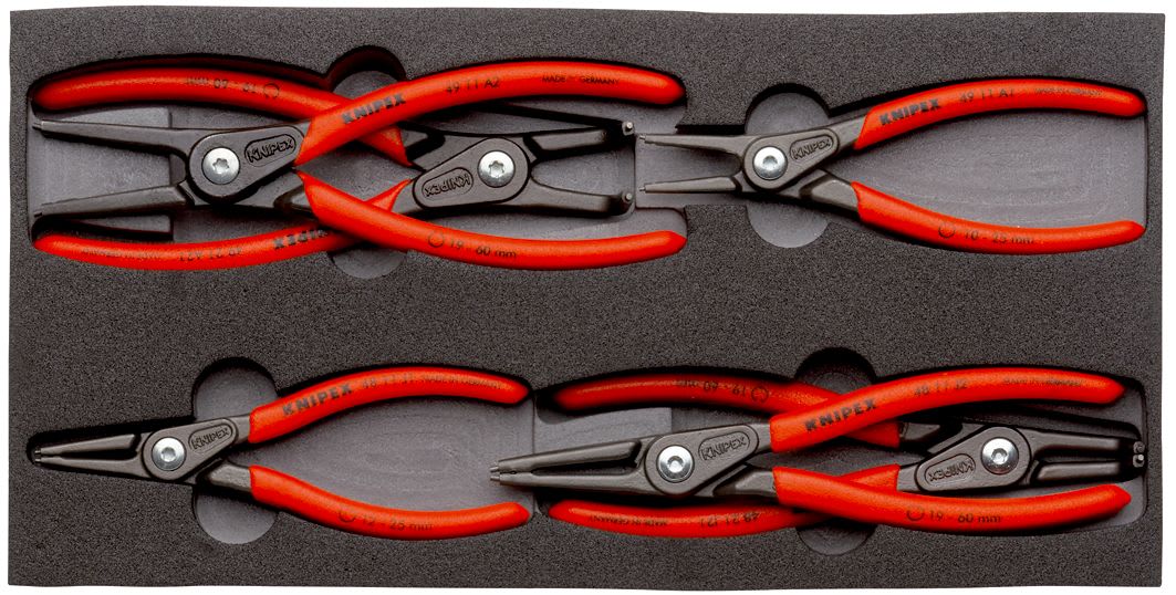 KNIPEX - Jeu de 6 pinces pour circlips (Modèle 48 / 49) sur plateau mousse pour servante
