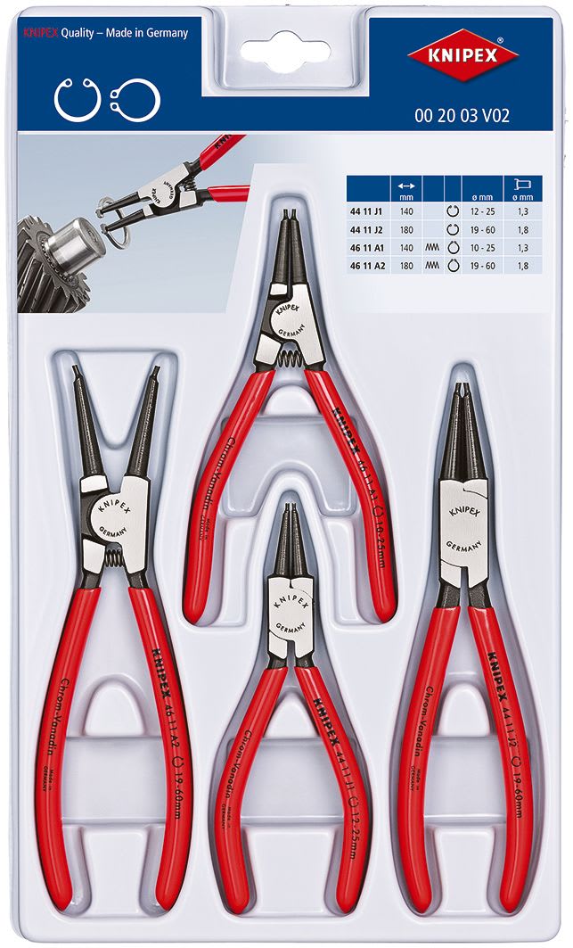 KNIPEX - Jeu de 4 pinces pour circlips (Modèle 44 / 46) sur plateau thermoformé