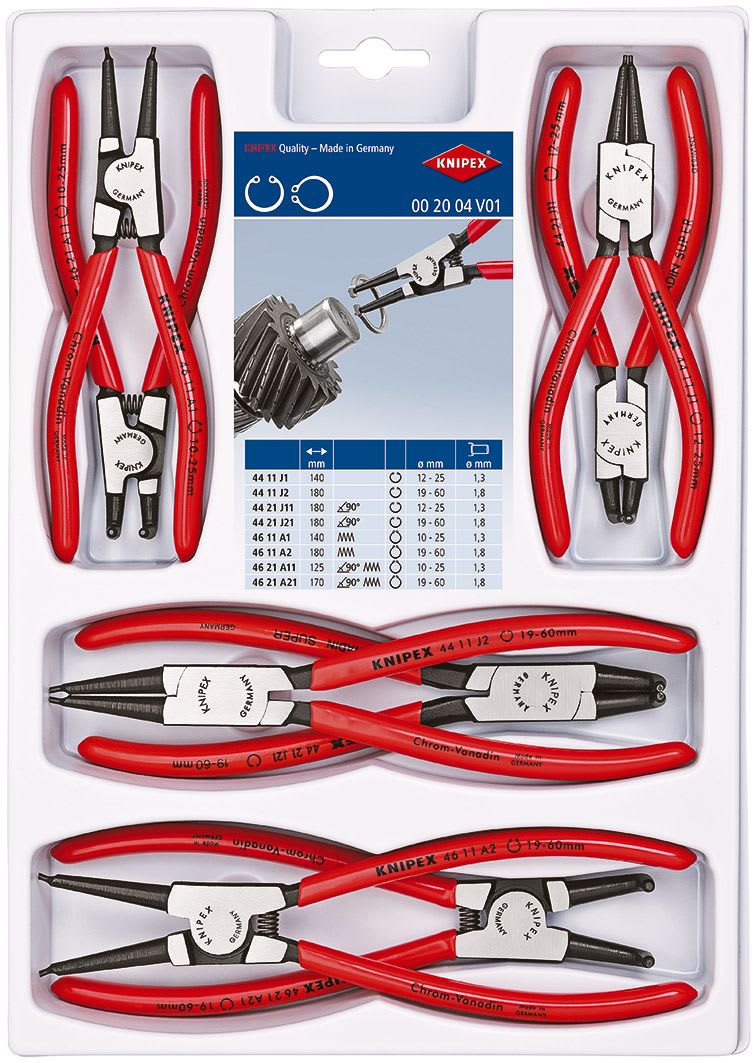 KNIPEX - Jeu de 8 pinces pour circlips (Modèle 44 / 46) sur plateau thermoformé