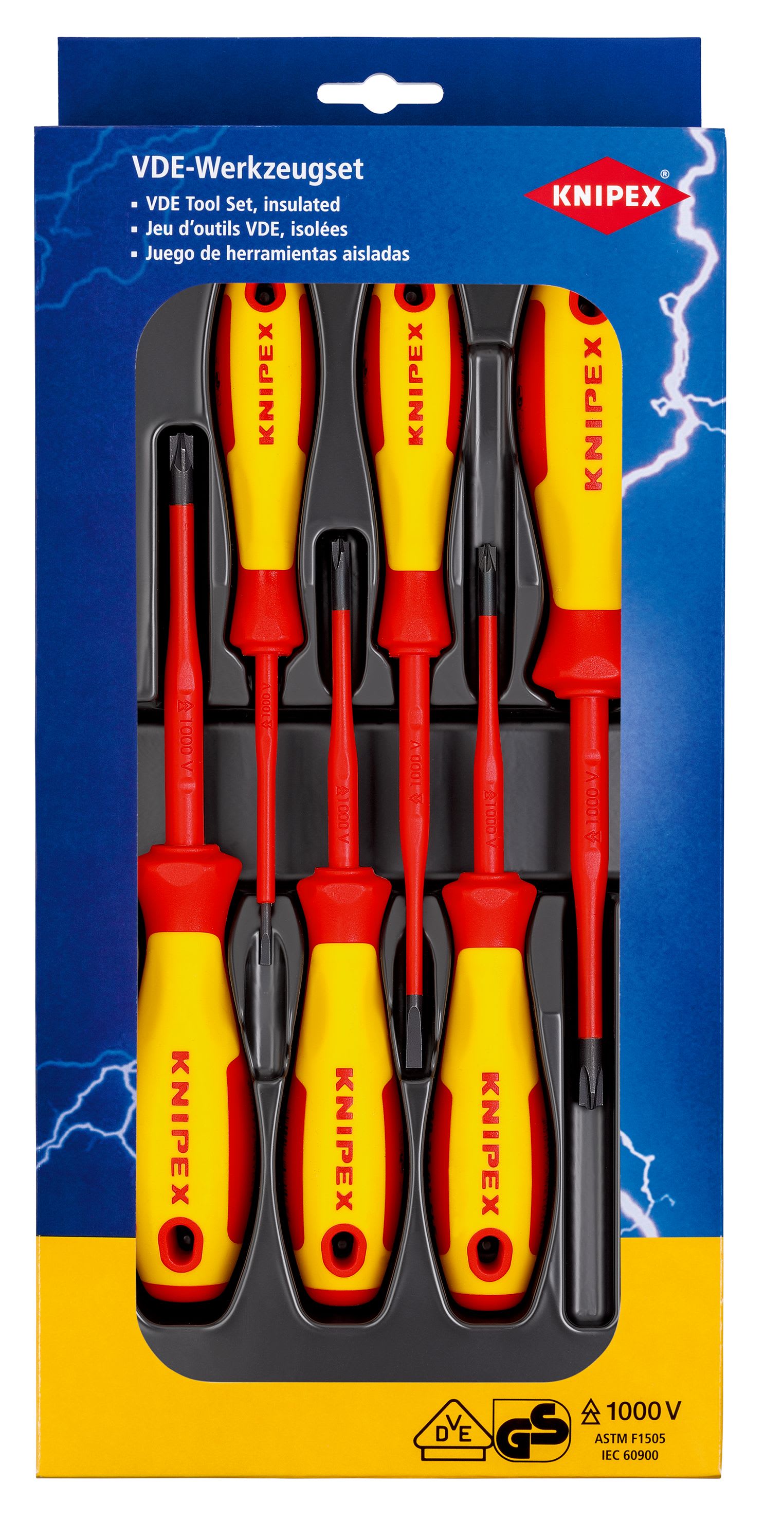 KNIPEX - Assortiment de 6 tournevis isolés 1000V - Fente et PlusMinus