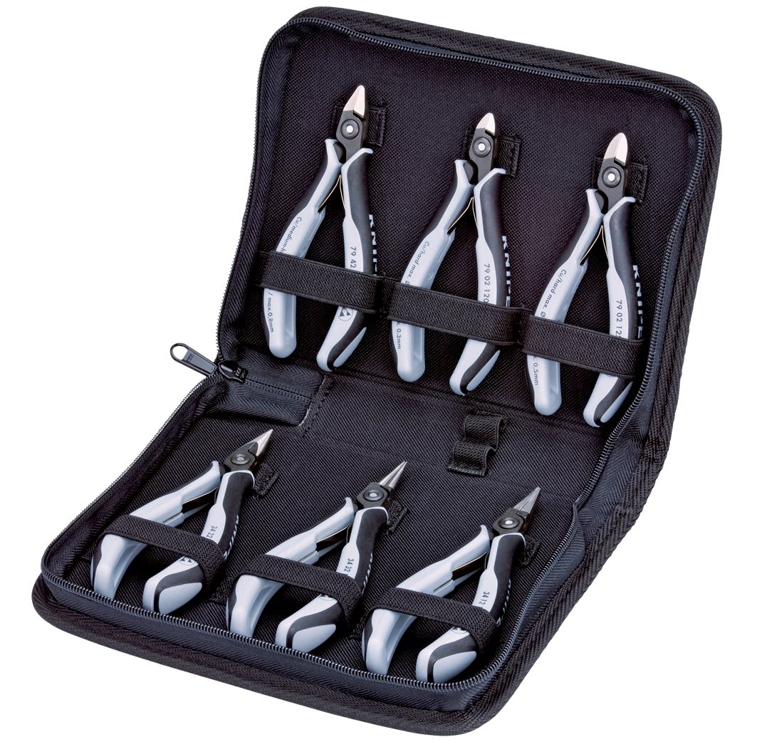 KNIPEX - Trousse composée d'un jeu de 6 pinces pour l'électronique - Bi-matière - ESD
