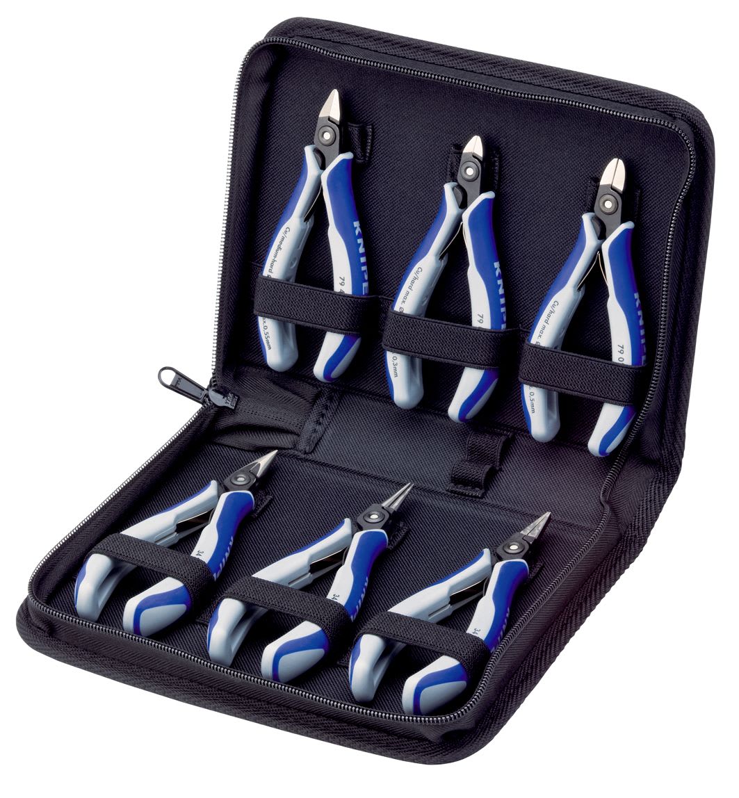 KNIPEX - Trousse composée d'un jeu de 6 pinces pour l'électronique - Bi-matière