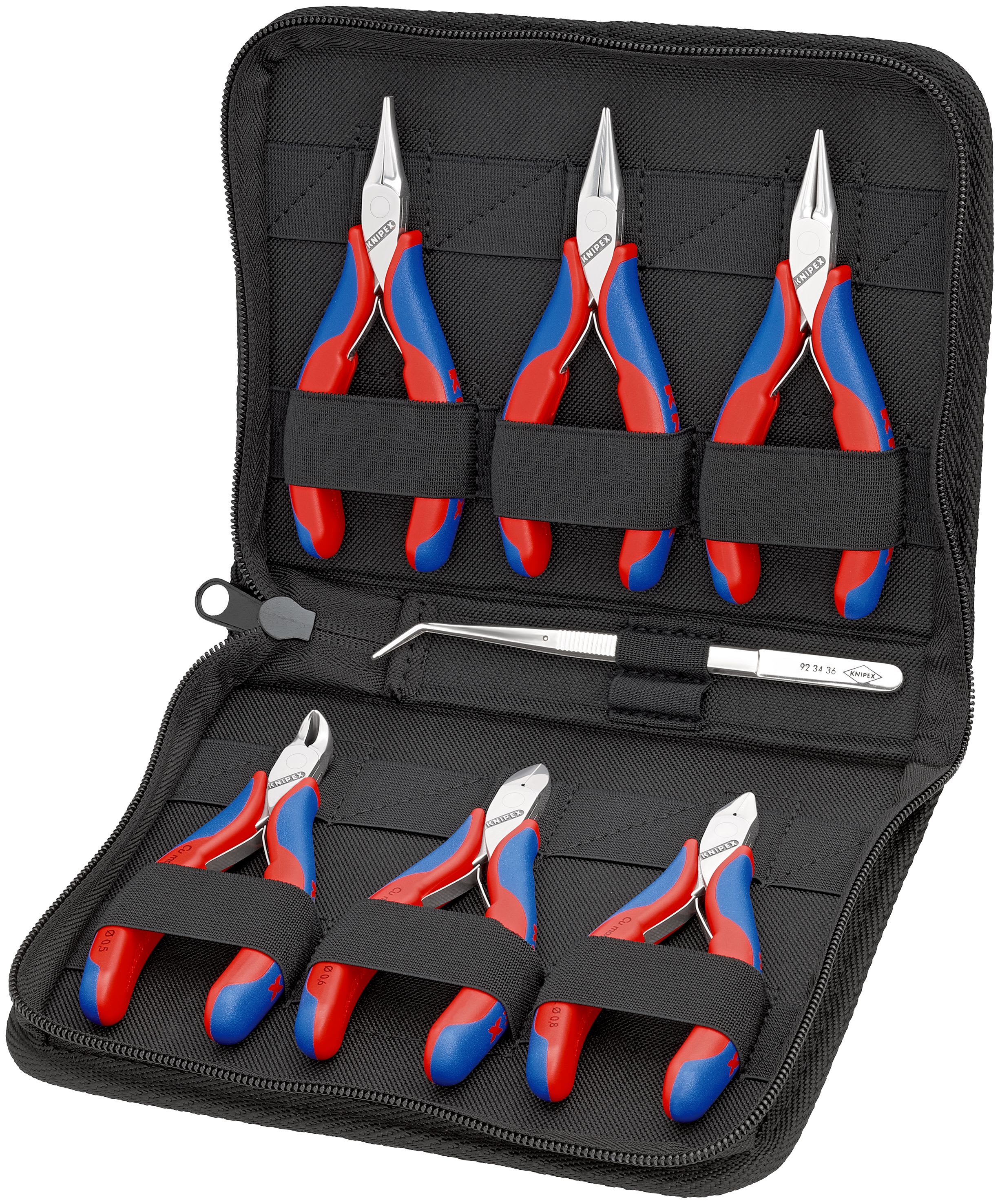 KNIPEX - Trousse composée d'un jeu de 6 pinces pour l'électronique - Bi-matière