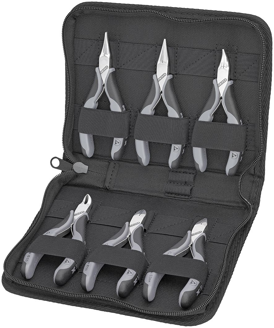 KNIPEX - Trousse composée d'un jeu de 6 pinces pour l'électronique - Bi-matière - ESD