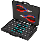 KNIPEX - Coffret compact d'un jeu de 2 pinces pour l'électronique et 6 tournevis Wera