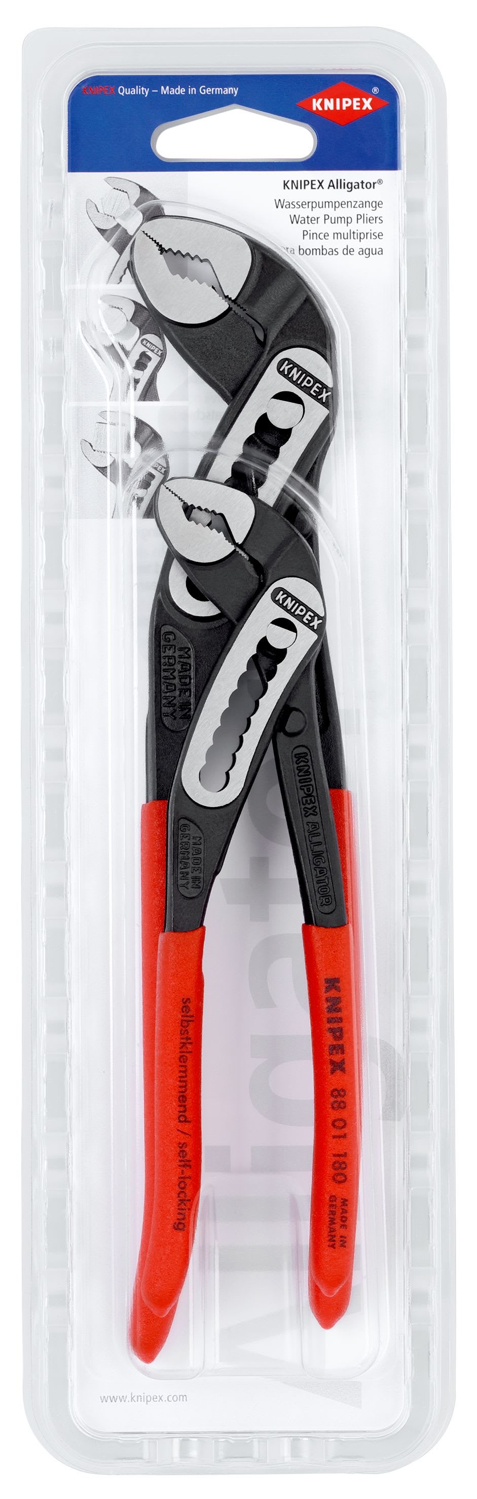 KNIPEX - Jeu de 2 pinces multiprise Alligator® 180mm et 250mm - Gainage PVC antidérapant