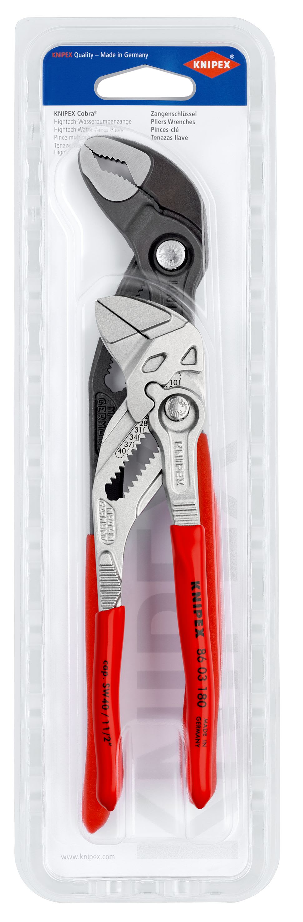KNIPEX - Jeu de 2 pinces : Pince-clé 180mm - Pince multiprise Cobra® 250mm