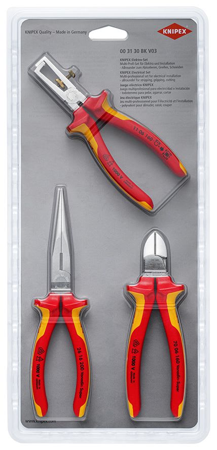 KNIPEX - Lot de 3 pinces isolées 1000V. 70 06 160 / 11 06 160 / 26 16 200