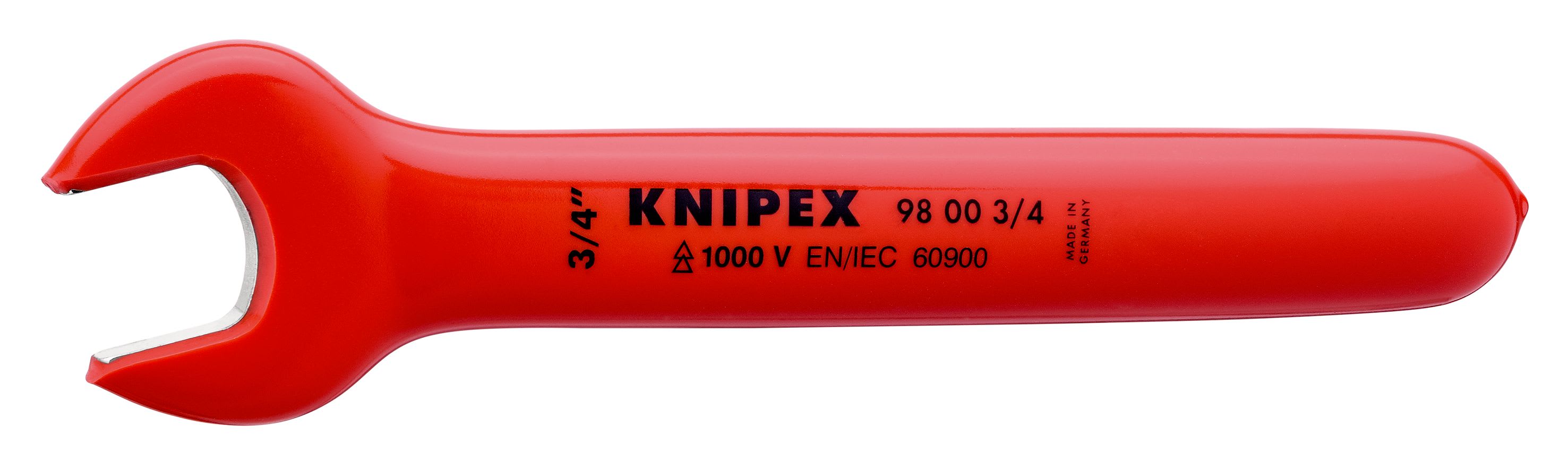 KNIPEX - Clé à fourche - 3/4'' - Tête inclinée à 15° - Longueur 190mm - Isolée 1000V