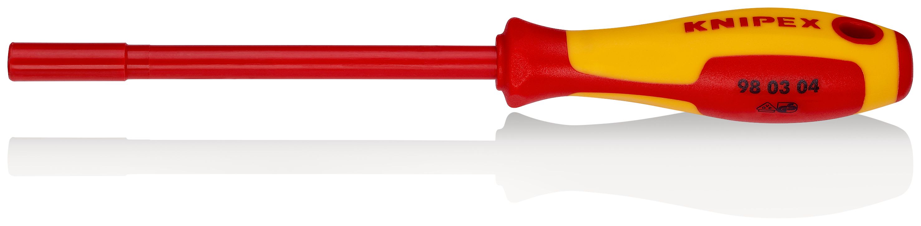 KNIPEX - Clé à douille - 4mm - Avec poignée de tournevis - Longueur 230 mm - Isolée 1000V