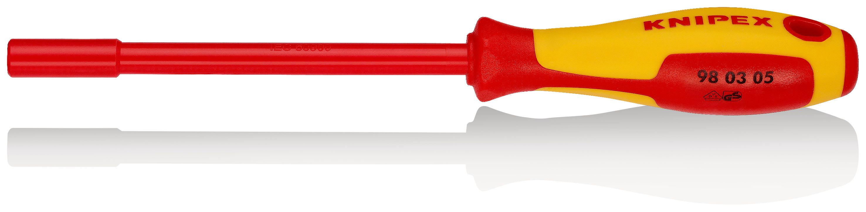 KNIPEX - Clé à douille - 5mm - Avec poignée de tournevis - Longueur 230mm - Isolée 1000V