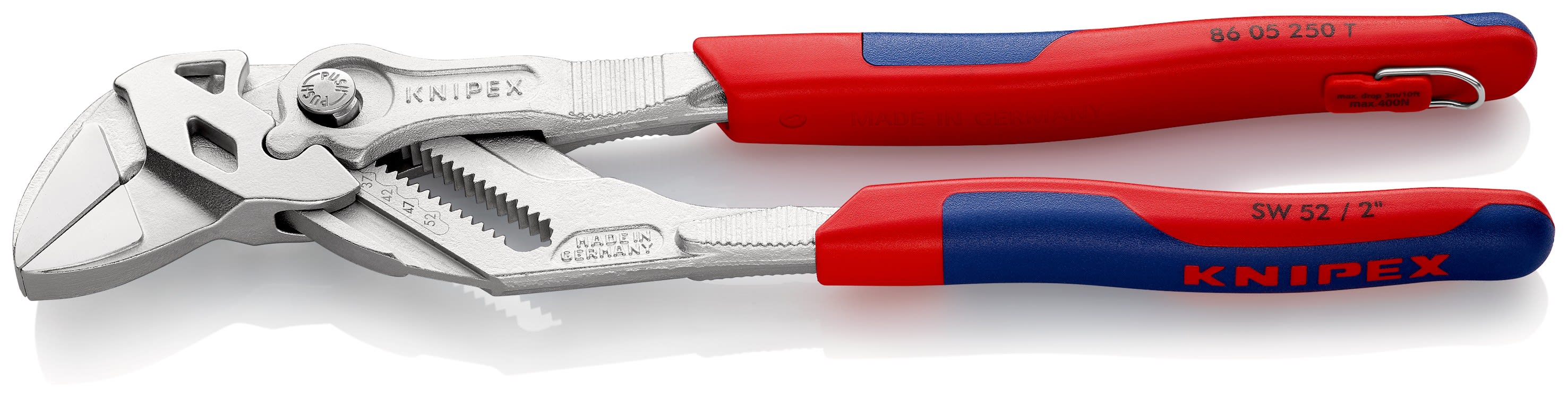 KNIPEX - Pince-cle 250mm - Bi-matiere - Chromee - Antichute - Ouverture 52mm ou 2 - SC