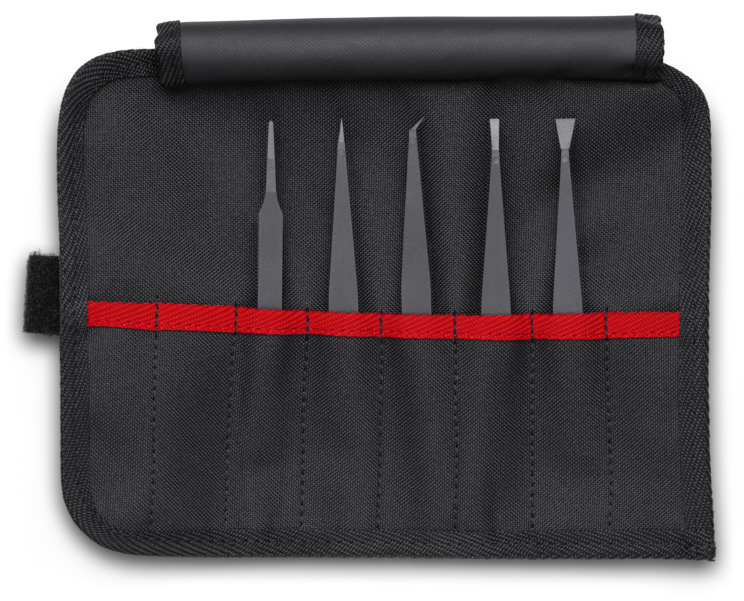 KNIPEX - Lot de 5 pinces brucelles en plastique ESD en trousse tissu
