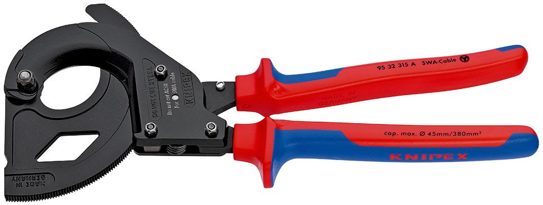 KNIPEX - Coupe-câbles à cliquet 315mm - Ø45mm/380mm² - Spécial câbles SWA