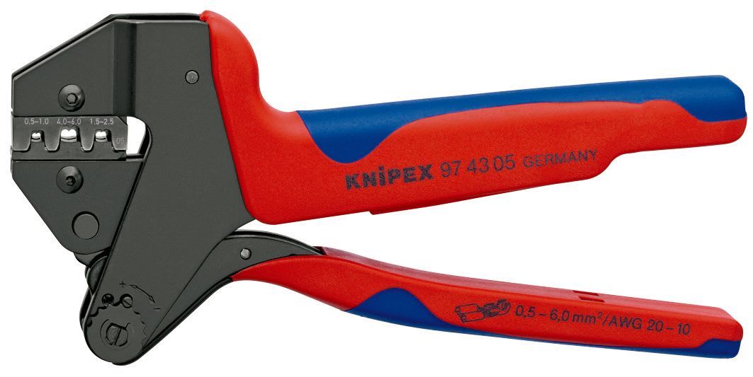 KNIPEX - Pince à sertir universelle 200mm + matrice cosses à fût ouvert 0,5 à 6mm²