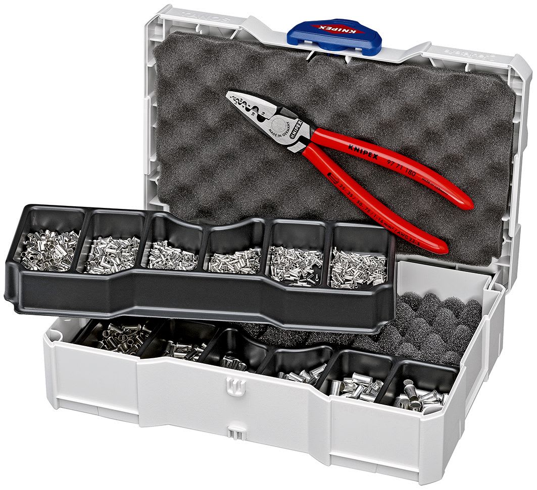 KNIPEX - Coffret assortiment de sertissage pince à sertir 97 71 180 et embouts non isolés