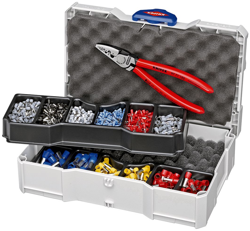 KNIPEX - Coffret assortiment de sertissage pince à sertir 97 71 180 et embouts isolés