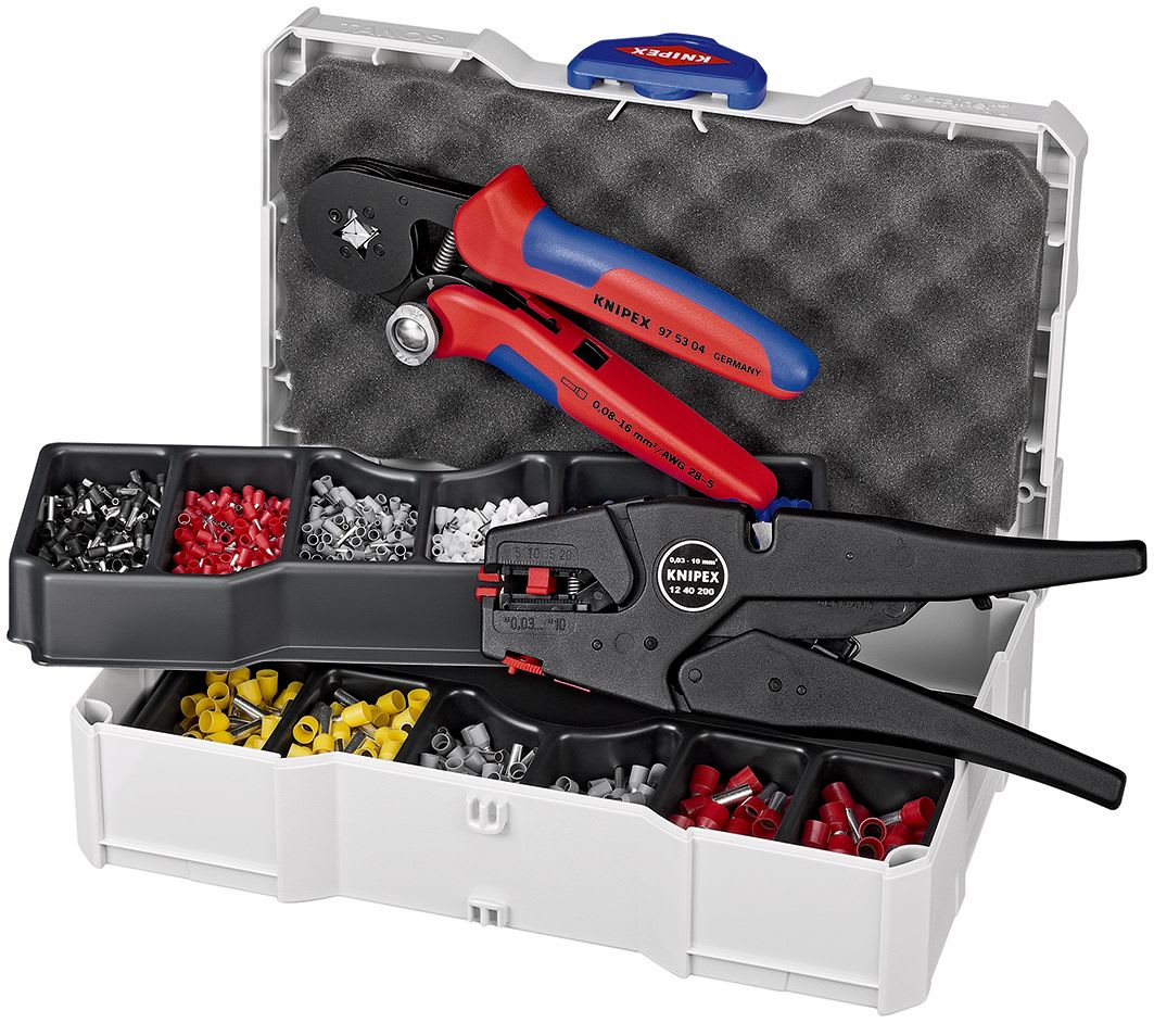 KNIPEX - Coffret assortiment de sertissage pinces 97 53 04 et 12 40 200 et embouts isolés