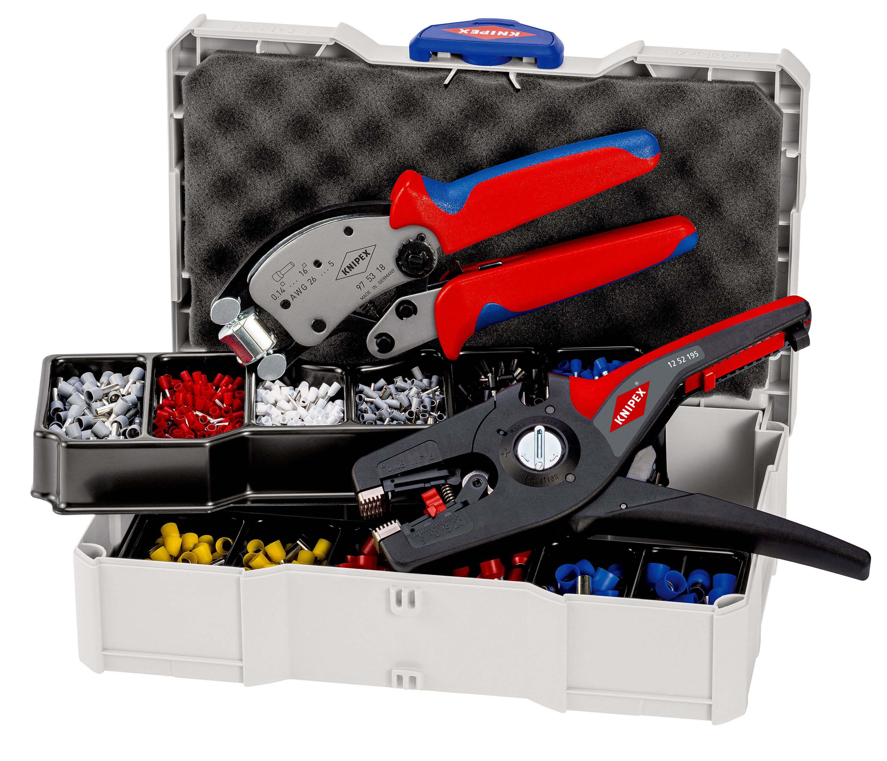 KNIPEX - Coffret de sertissage : Embouts de câbles - Pince 97 53 18 - Pince 12 52 195