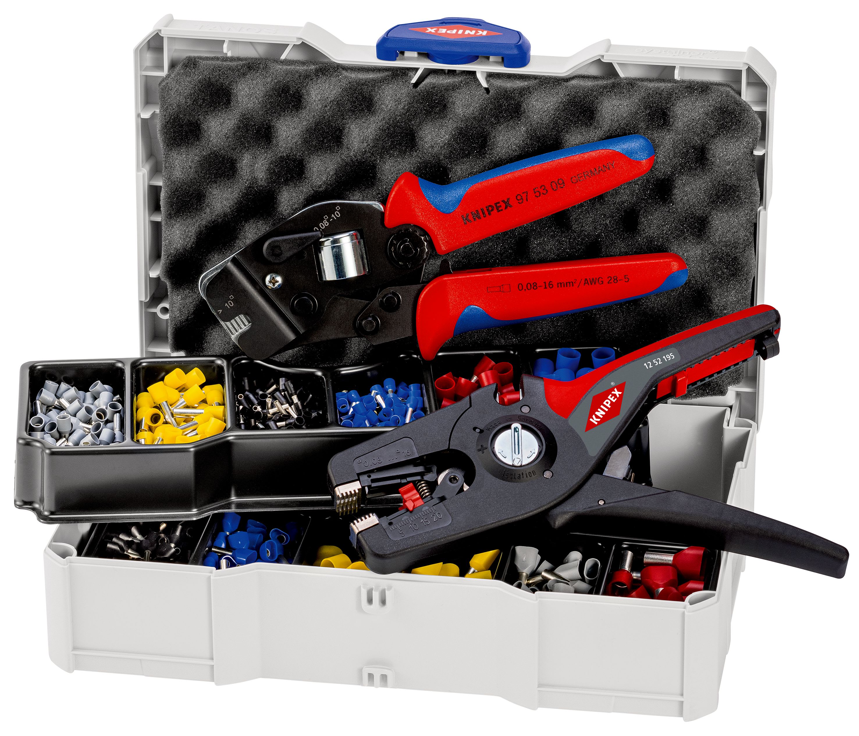 KNIPEX - Coffret de sertissage : Embouts de câbles - Pince 97 53 09 - Pince 12 52 195