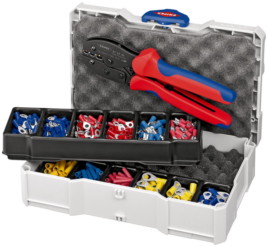 KNIPEX - Coffret assortiment de sertissage pince à sertir 97 52 36 et cosses pré-isolées