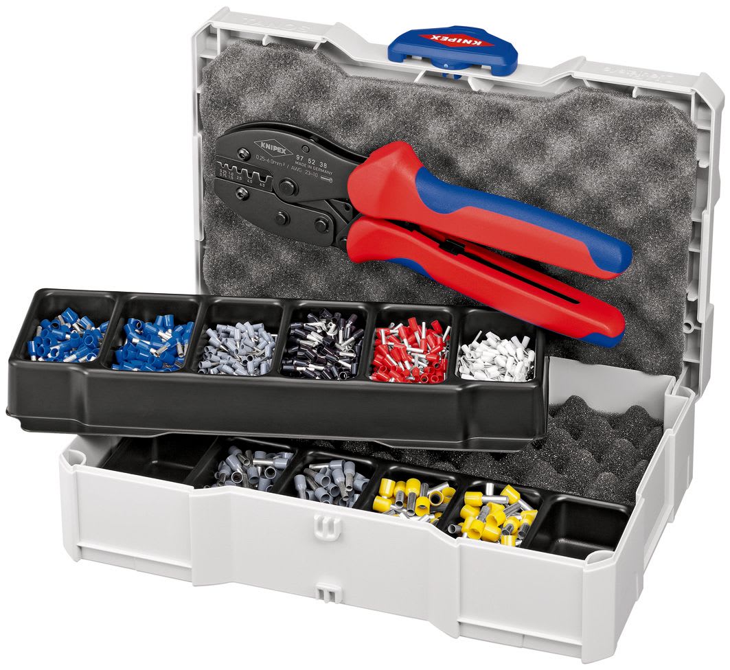 KNIPEX - Coffret assortiment de sertissage pince à sertir 97 52 38 et embouts isolés