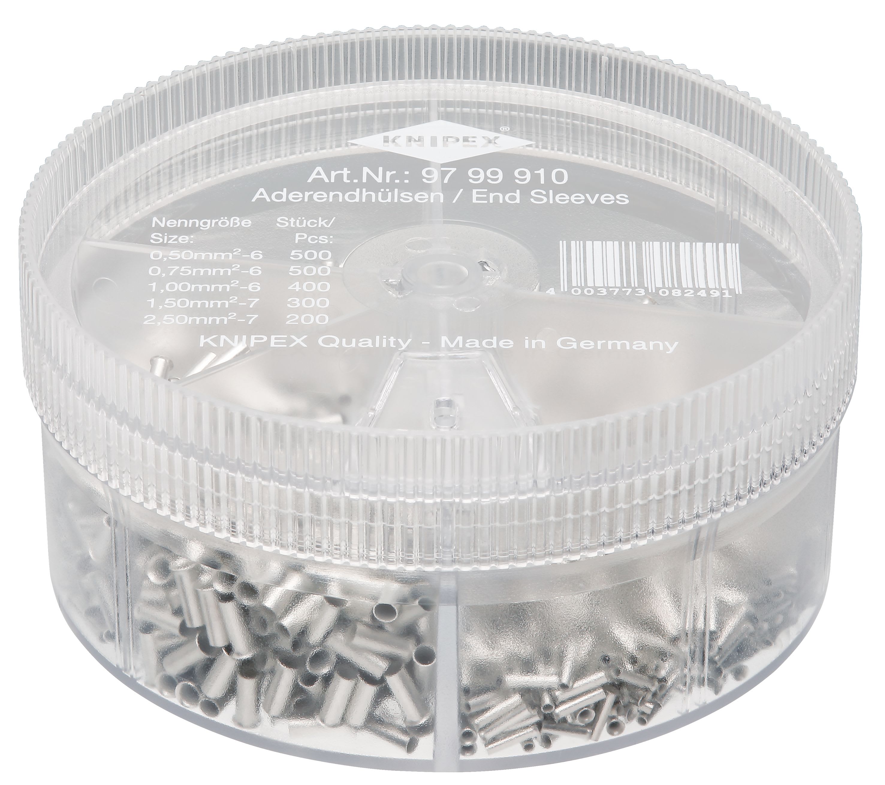 KNIPEX - Boite assortiment embouts non isolés 500x0,5 & 0,75 - 400x1 - 300x1,5 - 200x2,5²