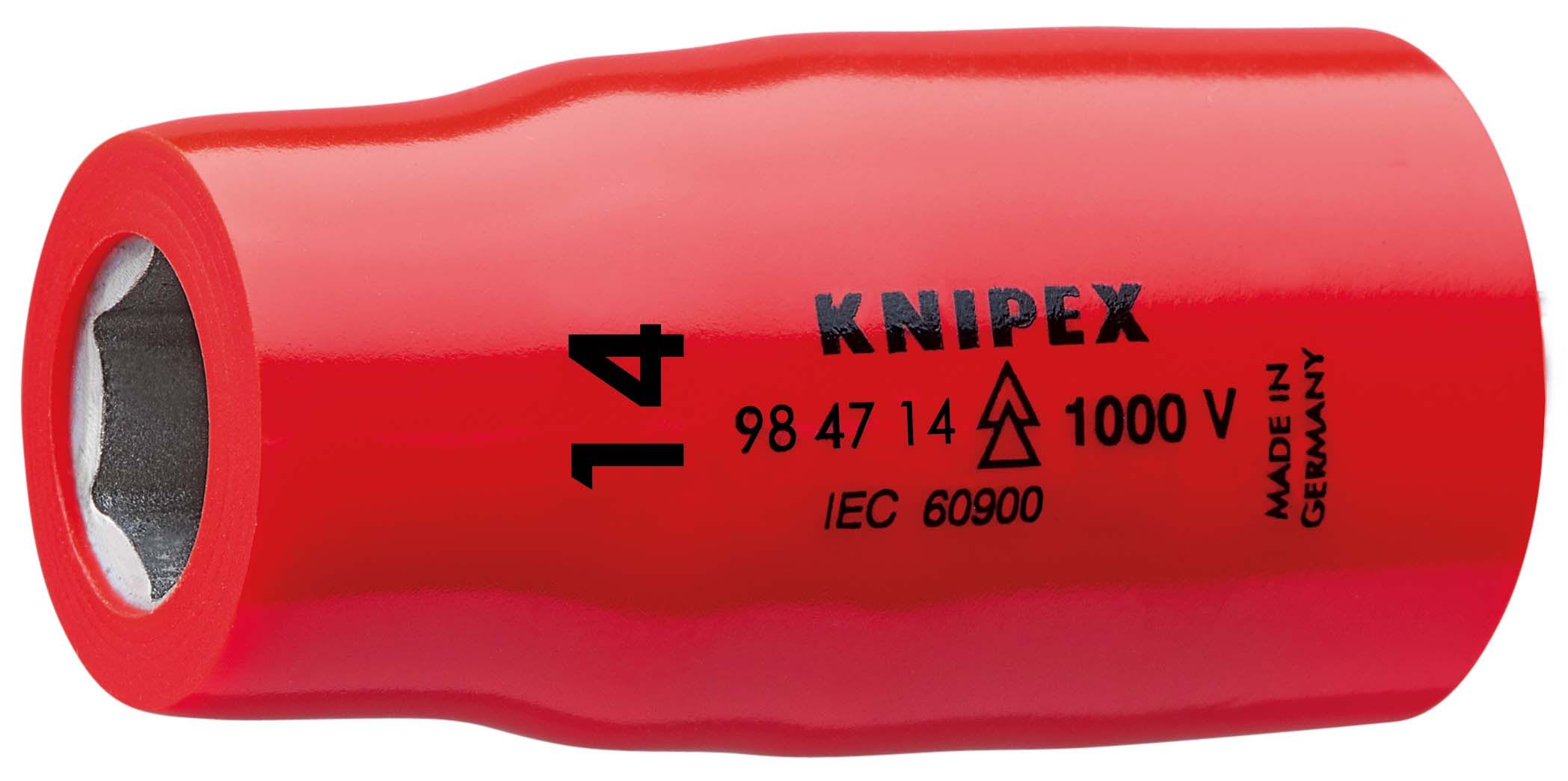 KNIPEX - Douille - 14mm - Carré femelle 1/2" - 6 pans - Gainage surmoulé isolé 1000V