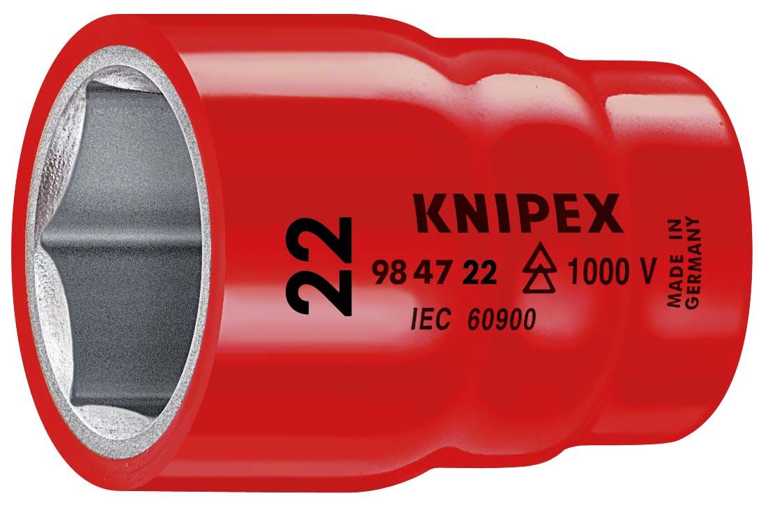 KNIPEX - Douille - 22mm - Carré femelle 1/2" - 6 pans - Gainage surmoulé isolé 1000V