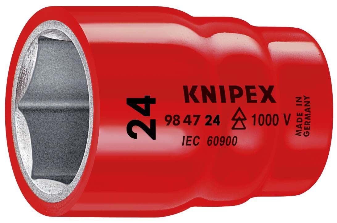 KNIPEX - Douille - 24mm - Carre femelle 1-2 - 6 pans - Gainage surmoule isole 1000V