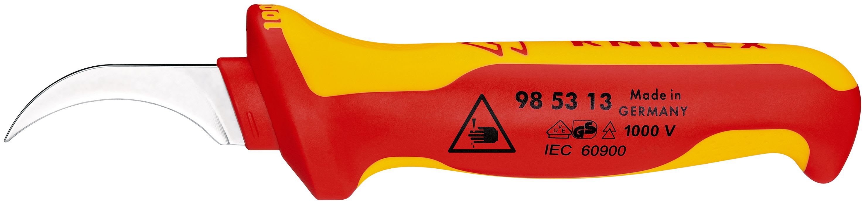 KNIPEX - Couteau d'électricien 190mm - Lame courbe et capuchon - Isolé 1000V