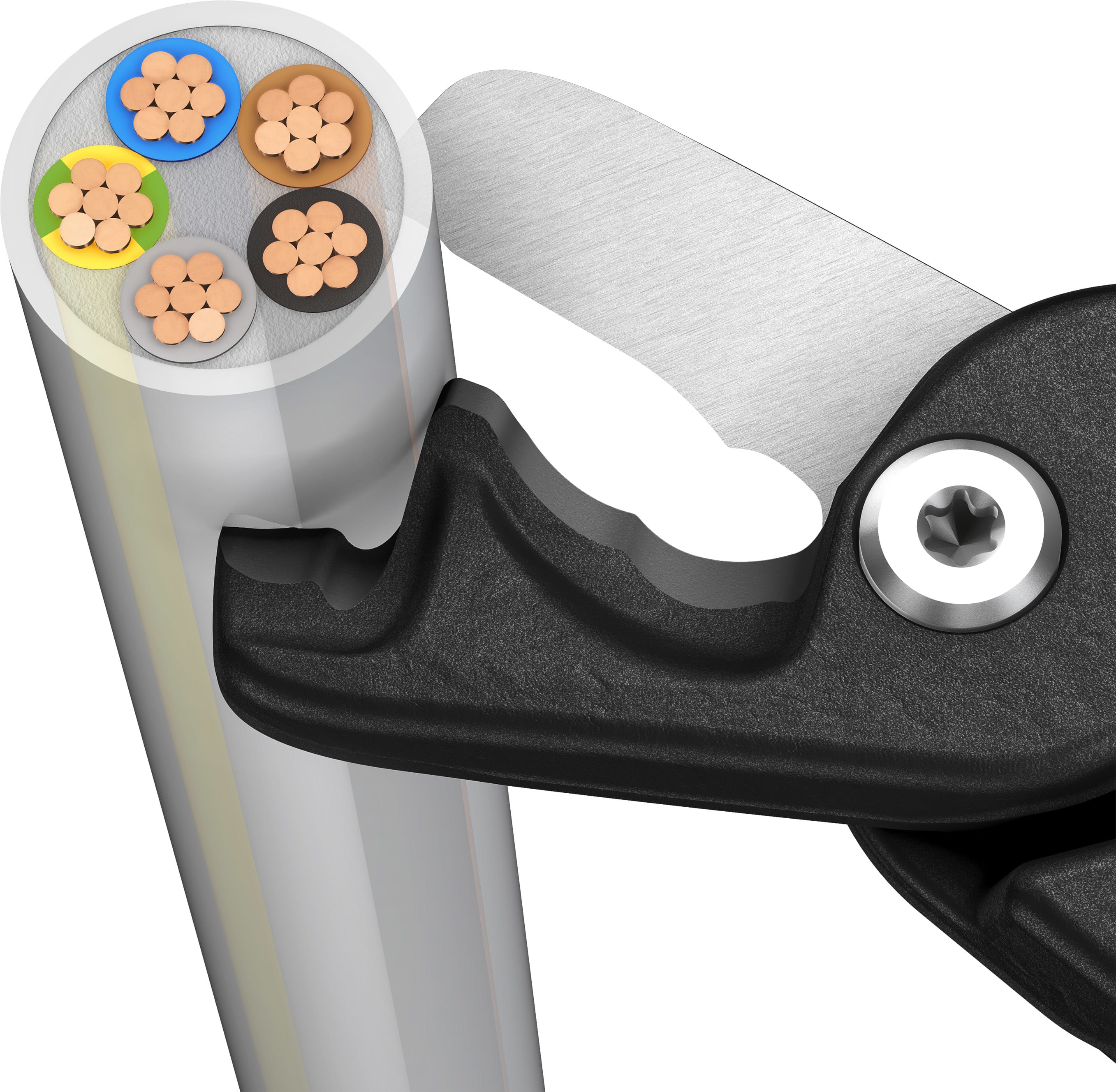 KNIPEX - Coupe-câbles StepCut XL - 225mm - Bi-matière - 1000V - Cu / Al Ø23mm/120mm² - SC