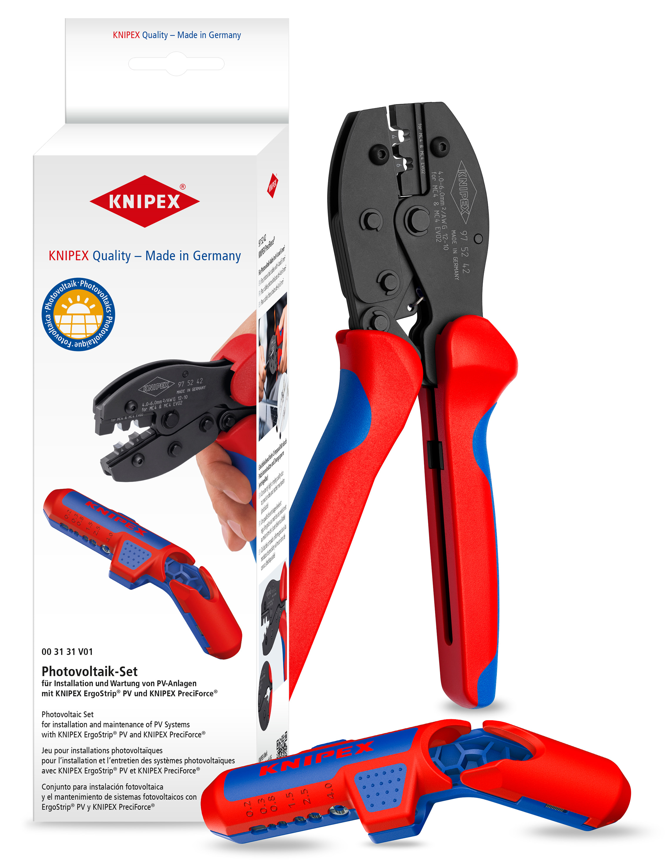 KNIPEX - Kit photovoltaïque avec dénudeur ErgoStrip® PV & Pince PreciForce® MC4/MC4 Evo2