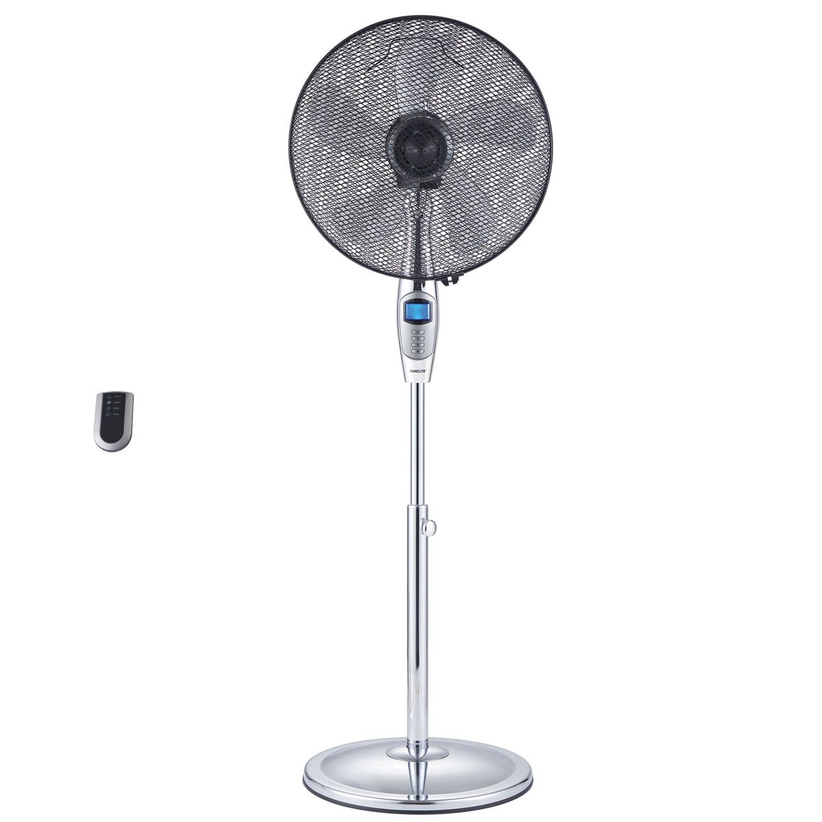 Fanelite - Ventilateur sur pied 40 cm - Chrome - Télécommande