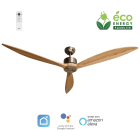 Fanelite - Ventilateur plafond DC 164 cm - Gris/Bois - 3 pales - Télécommande - Wifi