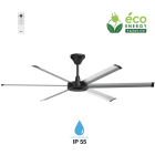 Fanelite - Ventilateur plafond DC 254 cm - Gris/Noir - 6 pales - Télécommande - IP55