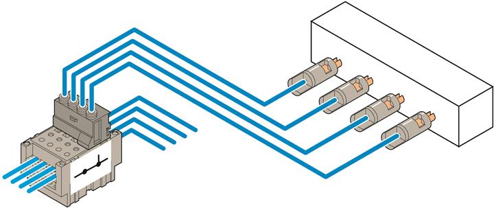 Te Entrelec - Fiche 4 pôles, avec 1 broche de codage (COP-FI-1) et 4 broches de verrouillage.