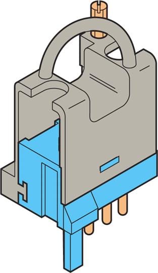 Te Entrelec - Fiche 4 pôles, avec 1 broche de codage et 4 broches de verrouillage, Bleu