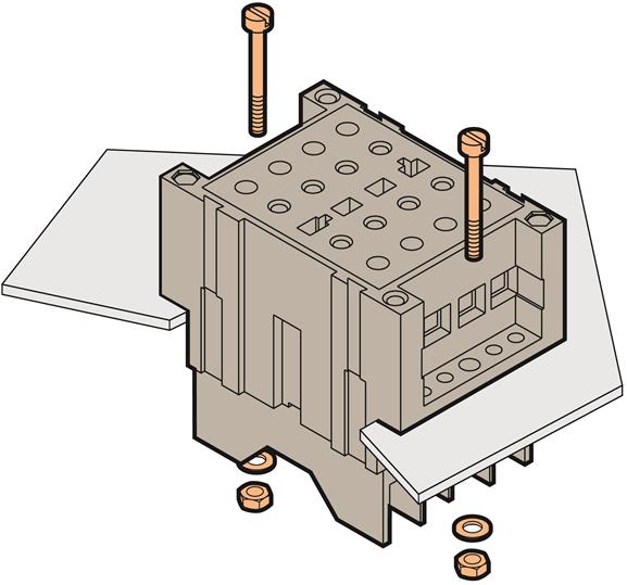 Te Entrelec - Embase pour transformateurs de tension, montage semi-encastré, vissé arrière