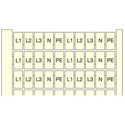 Te Entrelec - RC65 Carte Pré-Marquée L1-L2-L3-N-Pe (X20) Horiz Blanc