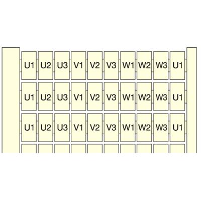 Te Entrelec - RC65 Carte Pré-Marquée U1-U2-U3-V1-V2-V3-W1-... Horiz Blanc
