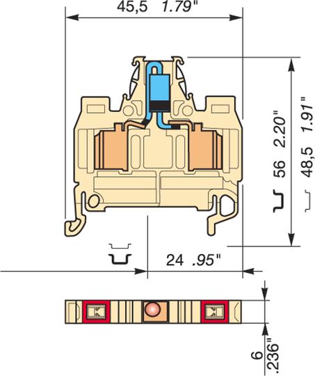 Te Entrelec - D1.5/6.Ado.D2.Nf Borne Ado Porte Composant Beige