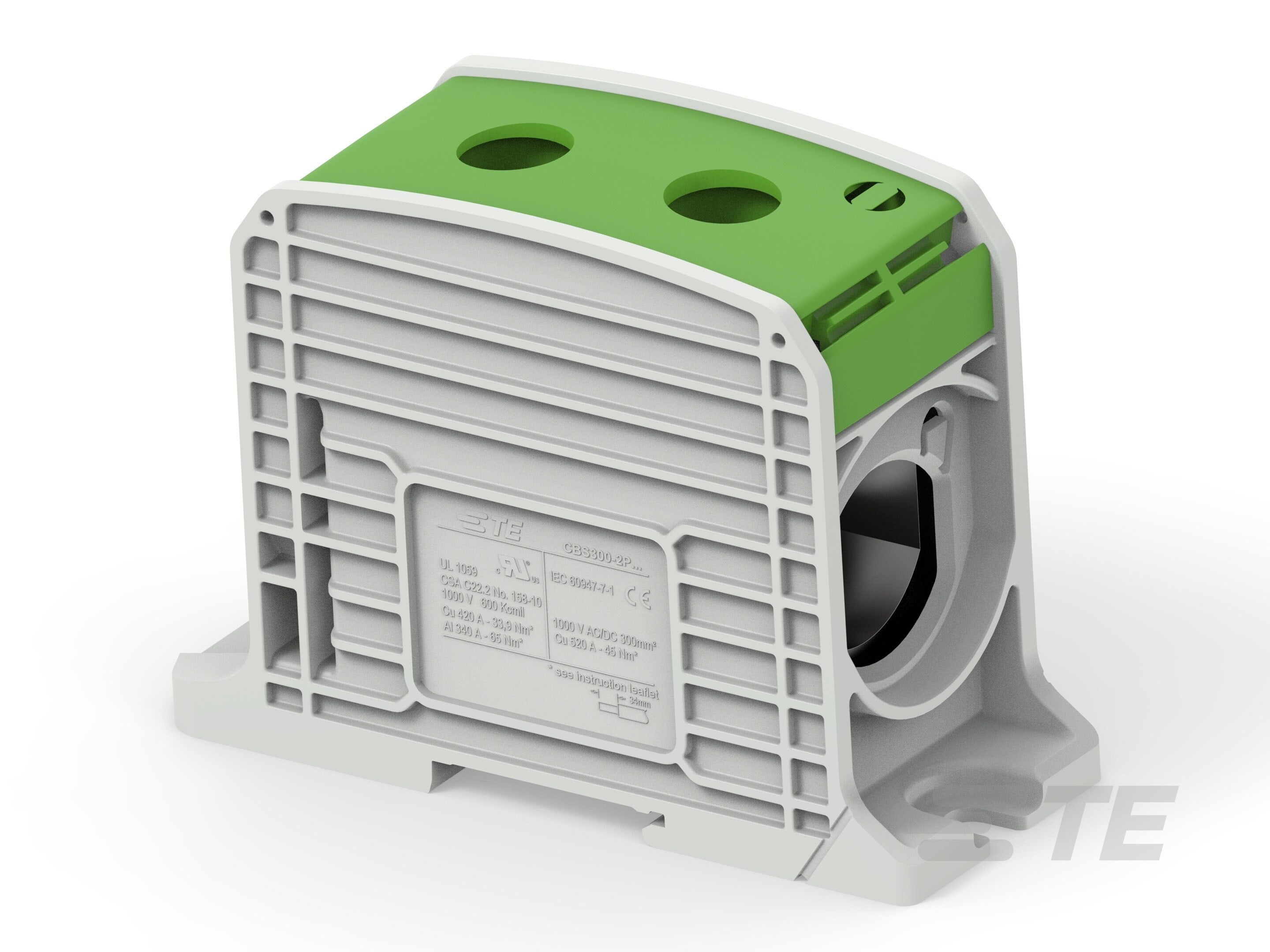 Te Entrelec - Bloc de jonction de puissance compact unipolaire, section 300 mm², vert