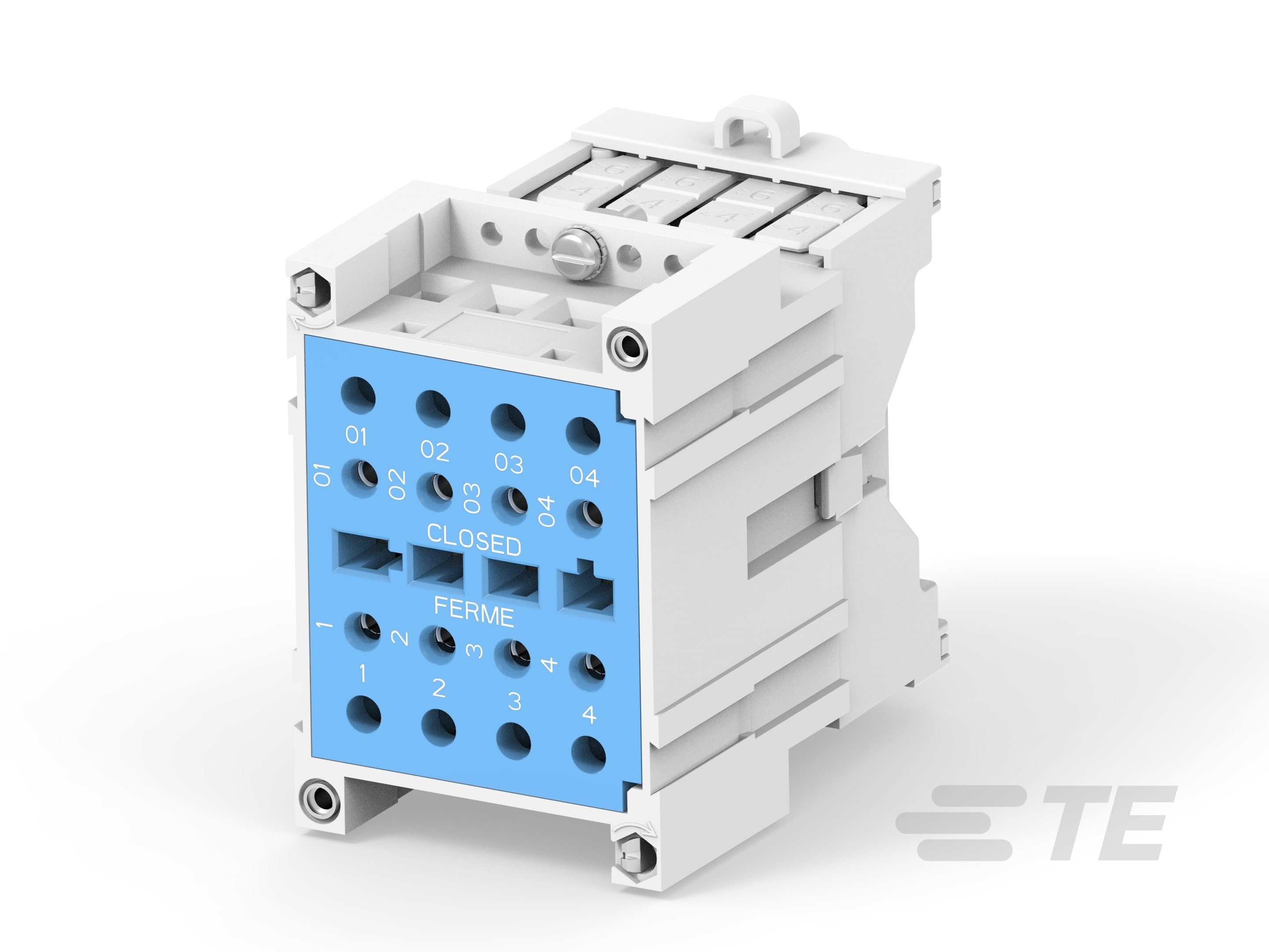 Te Entrelec - Embase Polarité, contact fermé, semi-encastré, vissé arrière + capot IP20